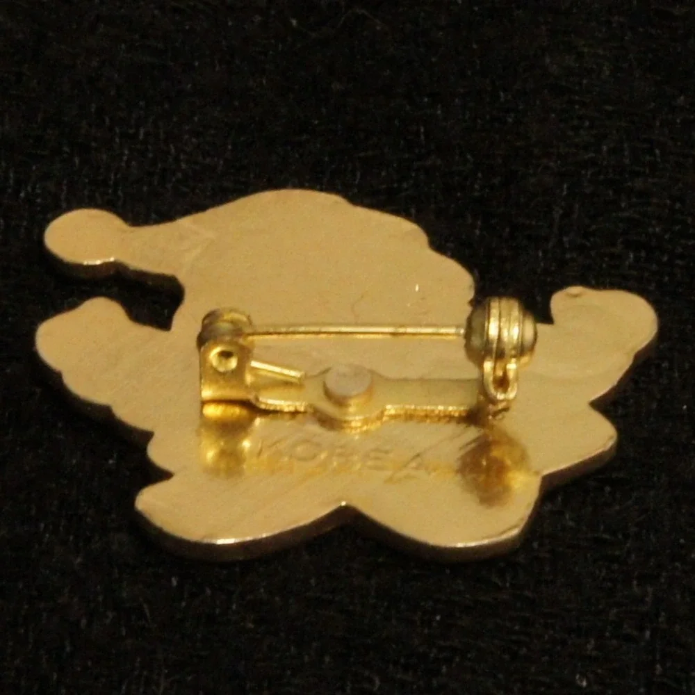 Vintage Santa Claus Brooch Red White Enamel Gold Tone Christmas Pin Korea‎